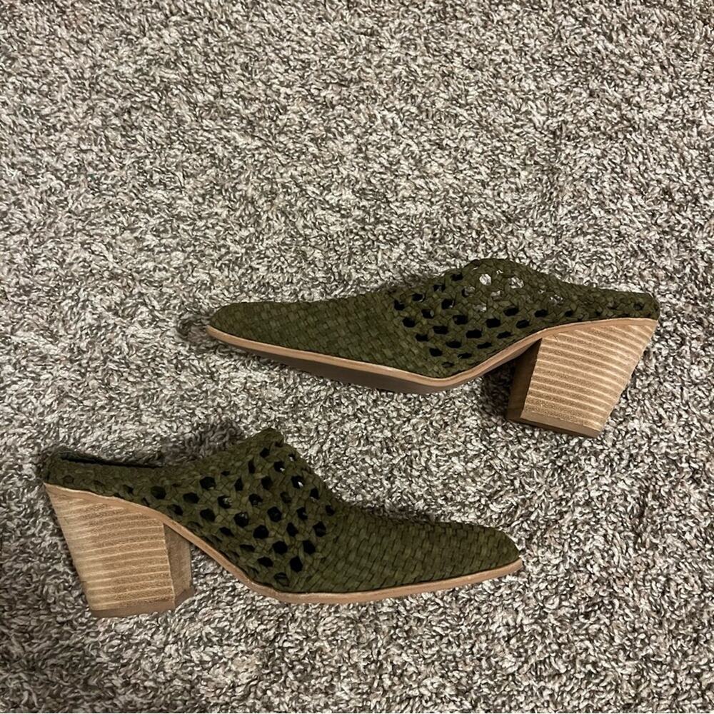 Jeffrey Campbell Leone Woven Leather Mules in Moss - Picture 3 of 12
